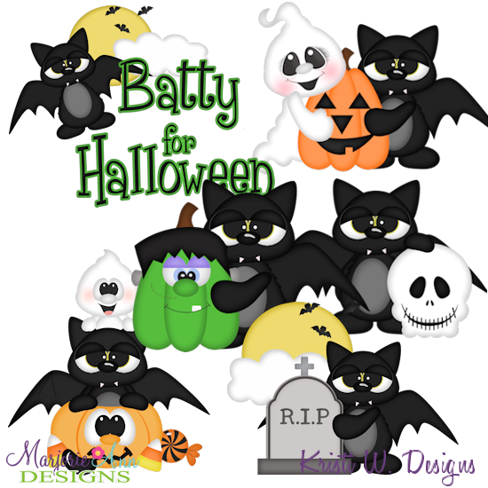 Batty For Halloween SVG Cutting Files + Clipart - Click Image to Close